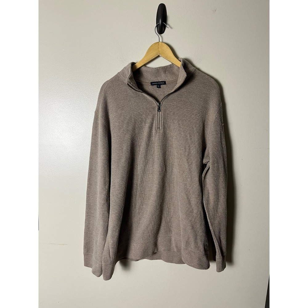 Banana Republic 1/4 Zip Sweater Mens XL Brown Casual